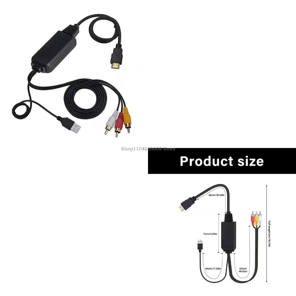 

MultiDevice Compatible Hdmis To 3RCA Converter Durability Metal Cores Cable