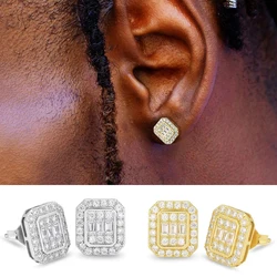 Hip Hop Rock Ear Stud Earrings for Men Iced Out Cubic Zirconia Bling Cartilage Accessories Homme Hippie Jewelry Wholesale OHE143