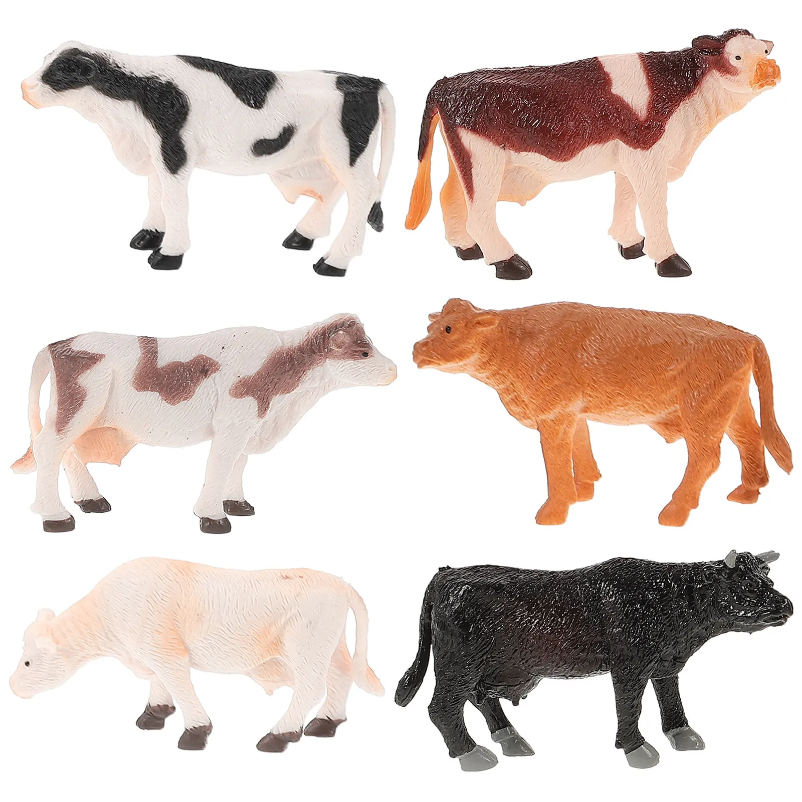 

6Pcs Tiny Cattle Sculpture Set Strong Wear Resistant Plastic Mini Farm Animal Ornament for Garden Lawn Tabletop Moss Scene Decor