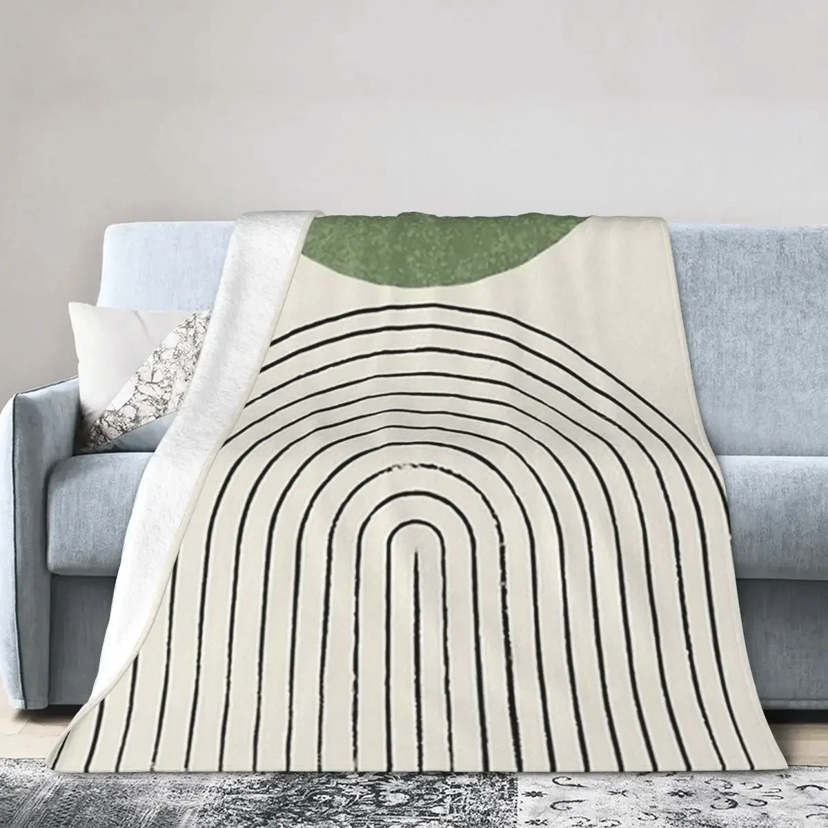 

Arch Balance Green - Mid Century Modern Blanket Soft Warm Flannel Throw Blanket Bedspread for Bed Living room Travel Home Sofa