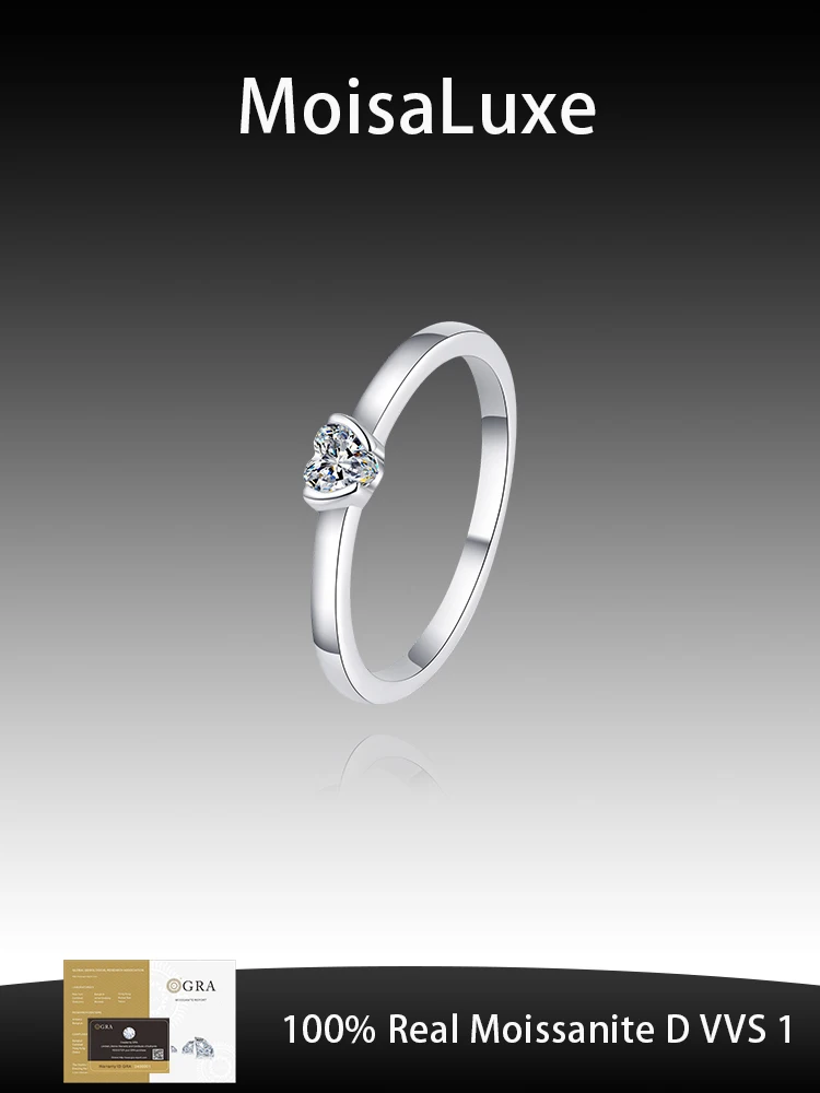 

Официальный магазин MoisaLuxe GRA Moissanite Plata, кольца из стерлингового серебра 925 пробы для женщин, кольцо с муассанитом в форме сердца, кольцо-сумка