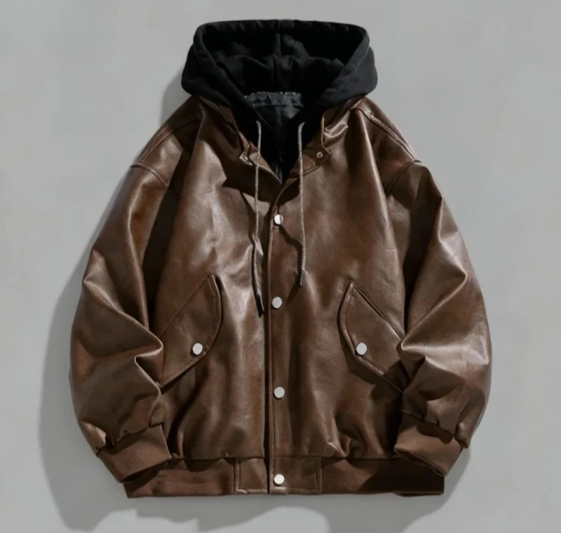 

Autumn Men's Loose Fit Leather Jacket, Fashion Casual Comfortable High-Quality Real Leather Jacket Coat for Men