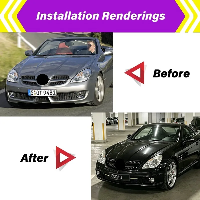 Front Grille for Mercedes Benz SLK-Class R171 SLK200 SLK300 SLK350 SLK55 2008-2010 GT Diamond Style Auto Parts Replacement Grill