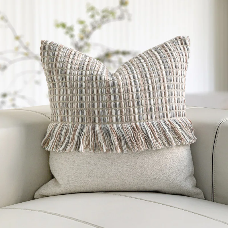 30X65/45X45CM Grey Tassel Throw Pillow Cover Homestay Minimalist Waist Cushion Cover Decor Home Decorative Pillowcase