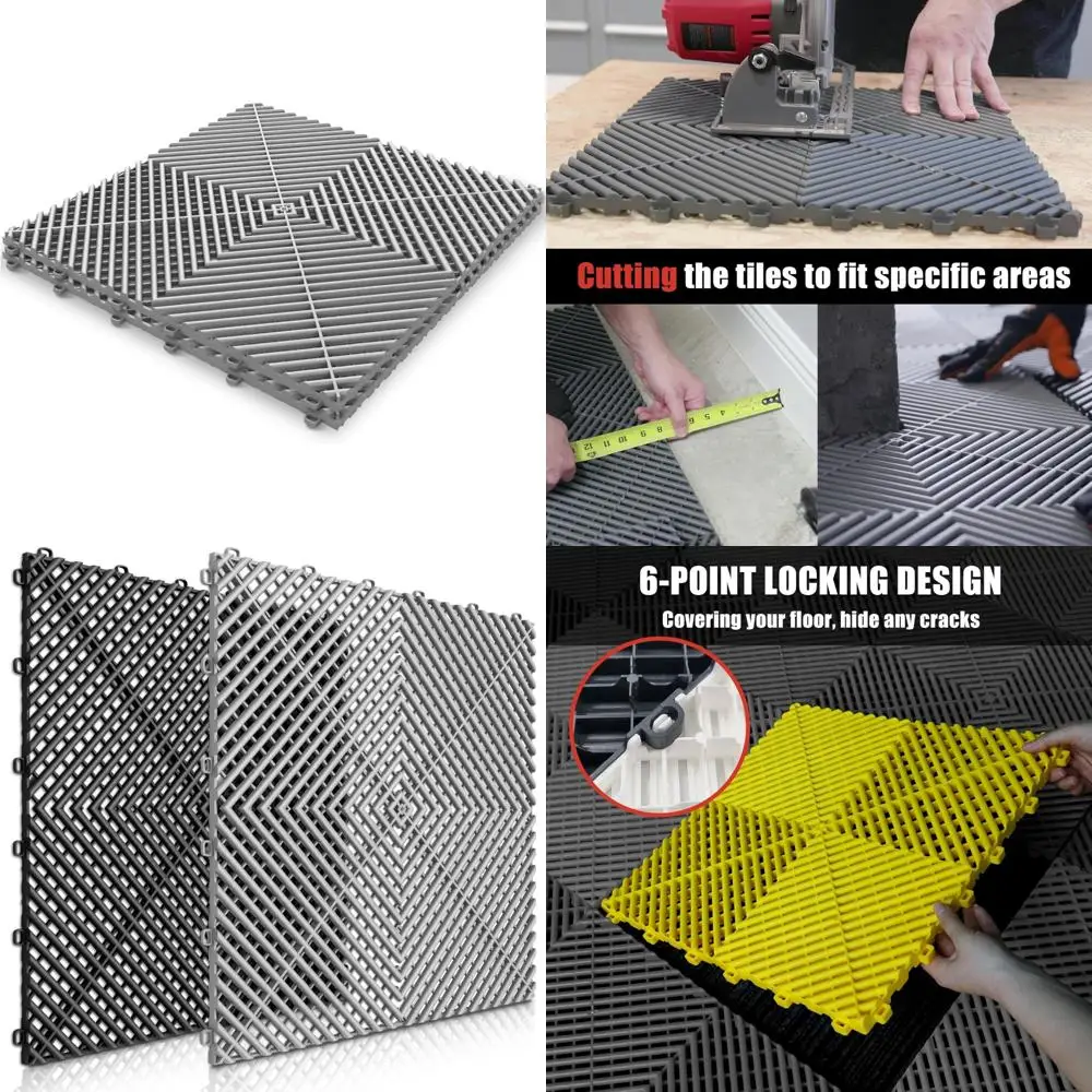 

Non-Slip Interlocking Plastic Tiles for Garage Flooring, 50 Pieces, 15.7x15.7 Inches, Ideal for Garage Organization and Storage