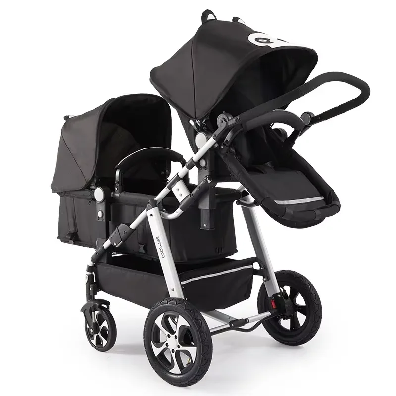 

New Twins Baby Stroller Foldable Double Baby Stroller for Two Children Shock-absorbing Twin Baby Stroller Four Wheel Cart