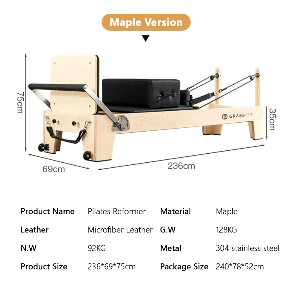 High Quality Solid Maple Wood Foldable Home Gym Studio Yoga Exercise Fitness Pilates Core Training Equipment Reformer machine