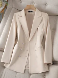 Blazer à Manches sulfpour Femme, Veste de Bureau Pionnier, Trois Fendus, Couleur Unie, Rose, Noir, Beige, à la Mode, Automne