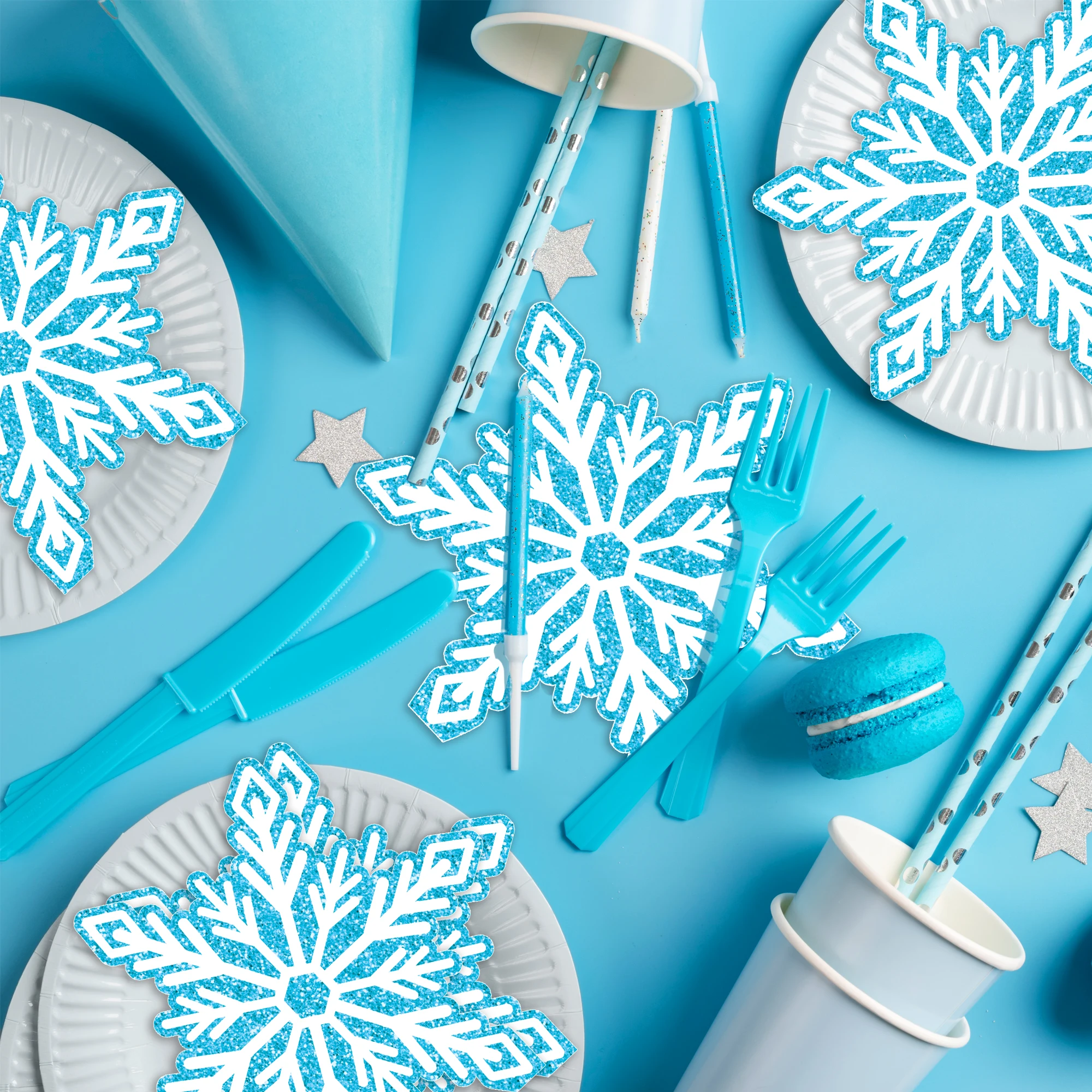 20/40/60 stücke Winter Schneeflocken Geformte Servietten für Abendessen Dekoration Abendessen Papier Taschentücher Für Weihnachten Party Decor liefert – Detail 6