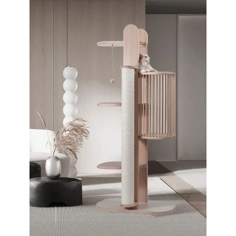 Estructura de escalada para gatos de madera maciza, nido para gatos, integración de árboles, lujo grande, acrílico simple, plataforma de salto