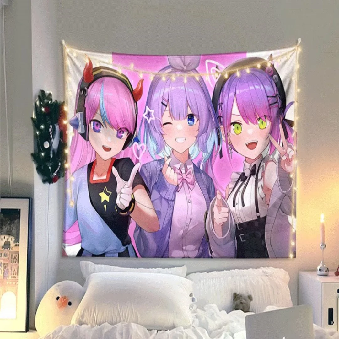 Purple Hair VTuber Tokoyami Towa Wall Hanging Dorm Background Cloth