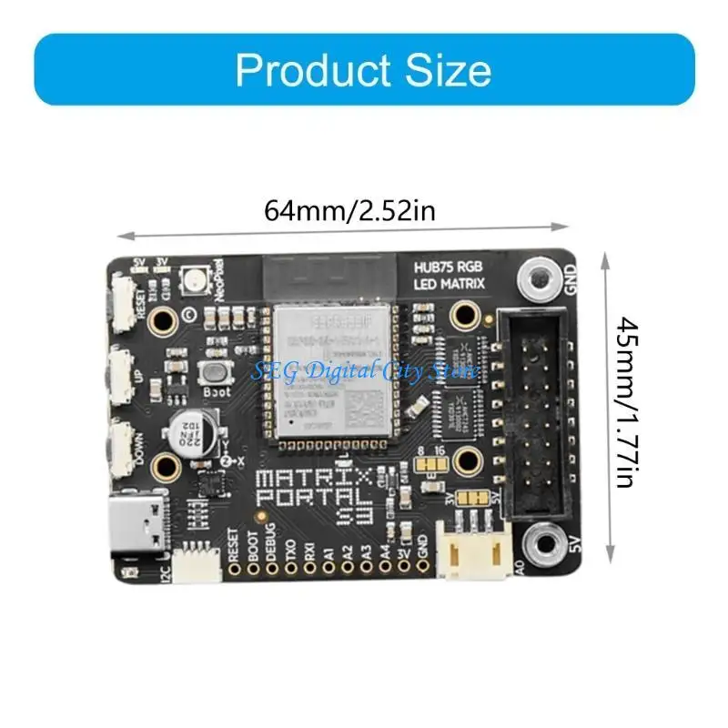 Acessório computador DIY U75B ESP32S3 LED MATRIXES DISPLAY DISPLAY PLACA