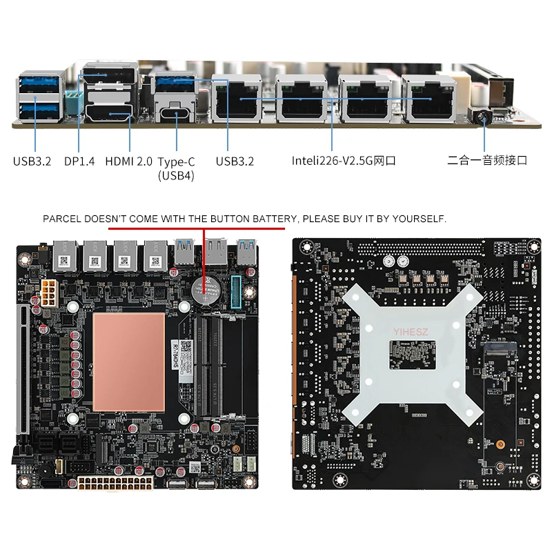 AMD Ryzen 7 8845HS 9 Bay NAS Board 4*i226 2.5G 2*M.2Nvme PCIE 16X Dual DDR5 Channel Tpye-C HDMI DP 4K@60Hz 17X17 Mini ITX Board