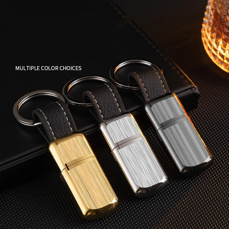 Metal Mini Kerosene Lighter Outdoor Easy To Carry Key Chain Pendant Grinding Wheel Ignition Smoking Accesories Gadgets For Men