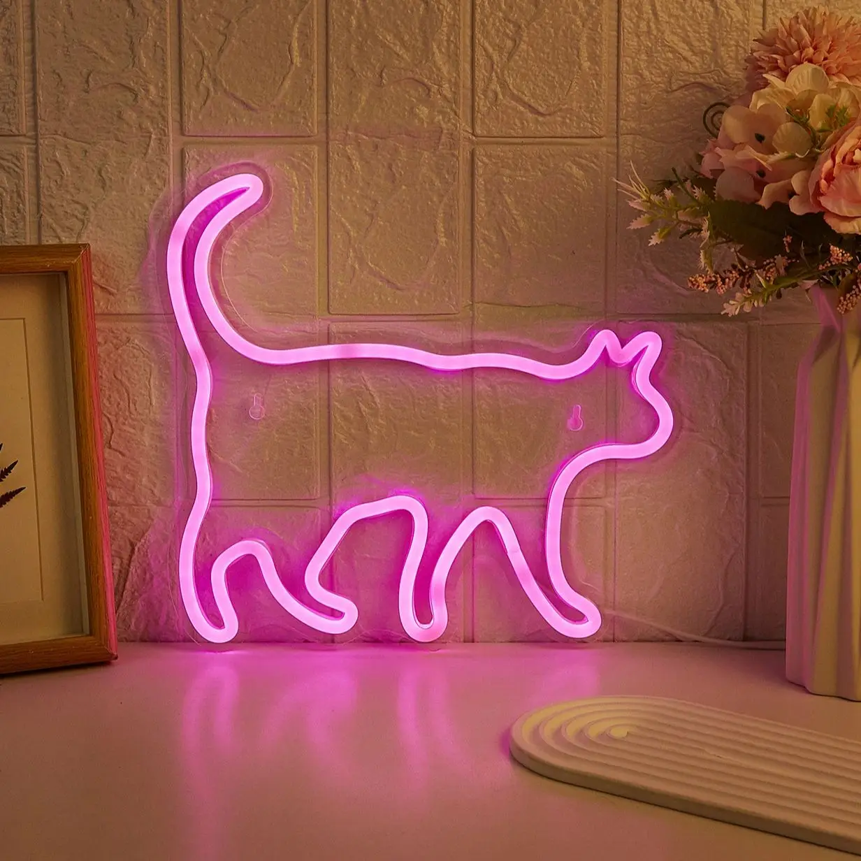 Chi-buy LED Neon Cute Cat USB Powered Neon Signs Night Light 3D Wall Art & Game Room Bedroom Party Decor Lamp Signs