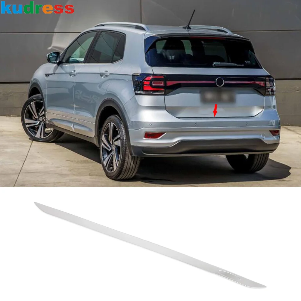 For Volkswagen VW T-cross Tcross 2018-2022 2023 Steel Car Rear Trunk Lid Cover Trim Tailgate Molding Garnish Strip Accessories