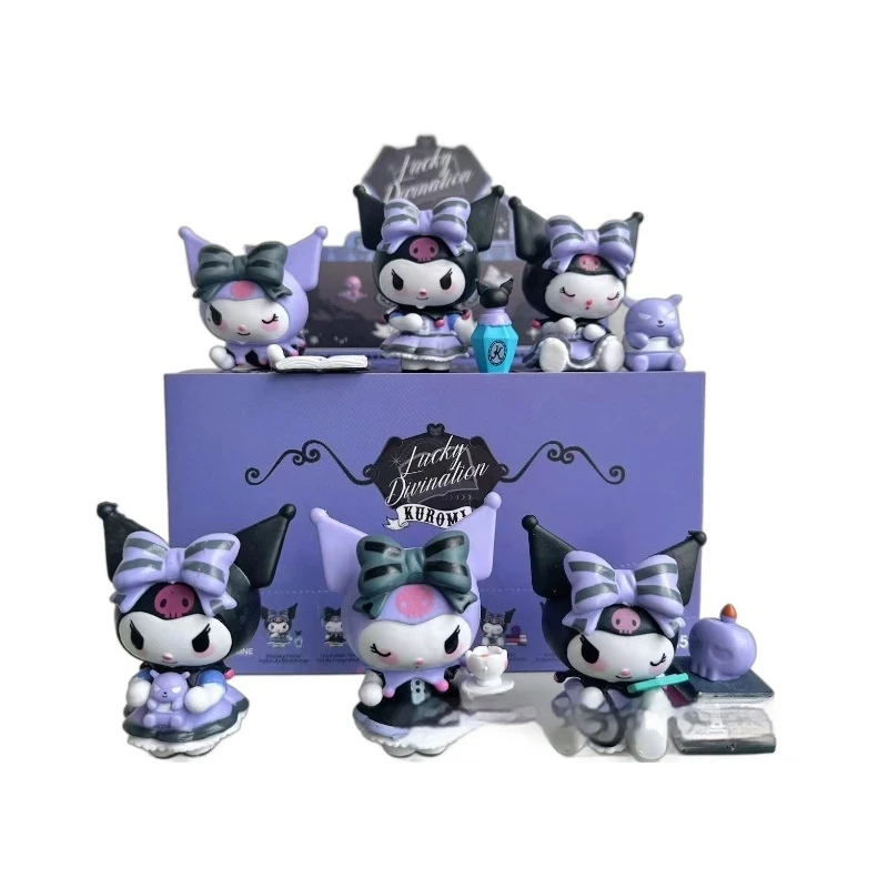 ﻿6Pcs MINISOAnime Sanrio Doll Kuromi Melody Handmade Cake My Melody Blind Box Divination Series Children's Collection Toys