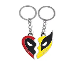 Play Video 2pcs Marvel Movie Deadpool & Wolverine Necklace Best Friends Set Split Heart Matching Pendant Keychain for Fans Acc