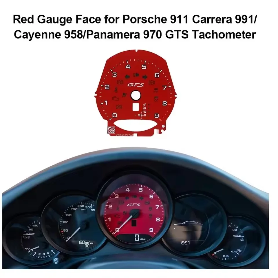 Gauge Face for Porsche 911 Carrera 991/Cayenne 958/Panamera 970 9000rpm GTS Tachometer
