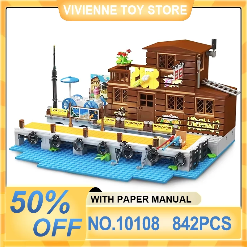 

Mould King 10108 MOC Streetview Building Blocks The Fishing House Model Assembly Bricks Set Educational Kids Christmas Gift Toys