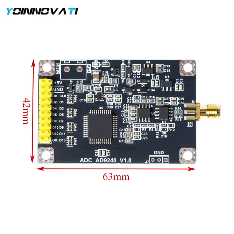 YT AD9240‑Based 14‑Bit ADC Module, 10MSPS Sampling Rate for Waveform and Signal Acquisition