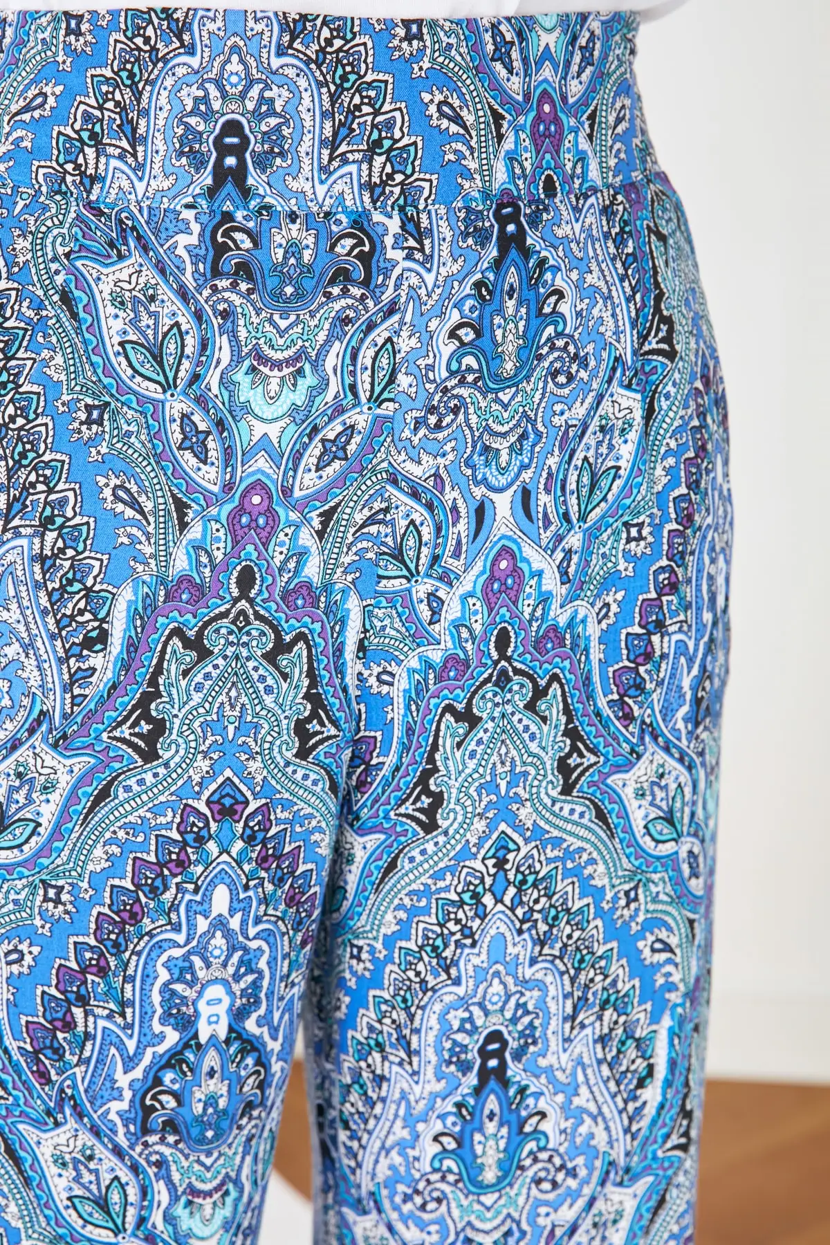 Turkey Production Blue Flower Print Pants