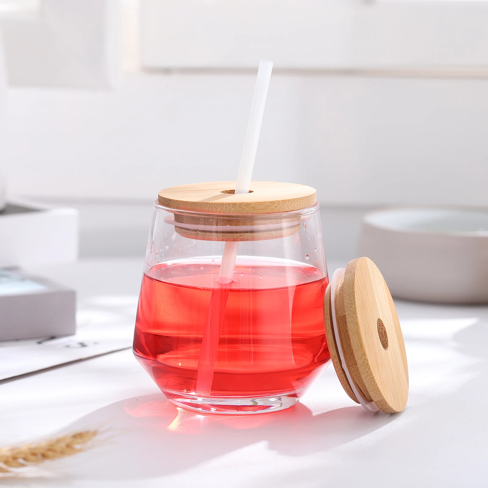 

8pcs Premium Bamboo Bottle Covers Eco-Friendly Jar Lids Excellent Sealing Glass Jars Food Storage Kitchen Accessories for Bottle
