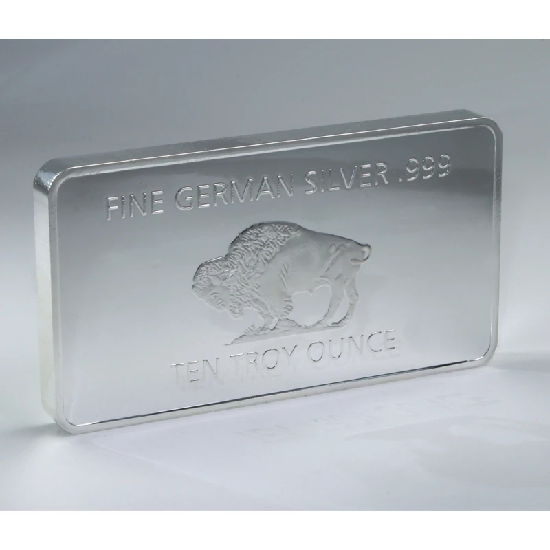 Non Magnetic 10 OZ  Buffalo USA Badge Silver Plated Coin  German Collectible Decoration Commemorative Vacuum Sealed Pack Bar