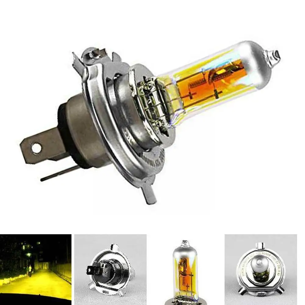 1pc 12V H4 55W Lights Halogen Bulb Yellow Fog High Car Lamp parking Headlight Head Light Source Power 60/55W auto R1N7