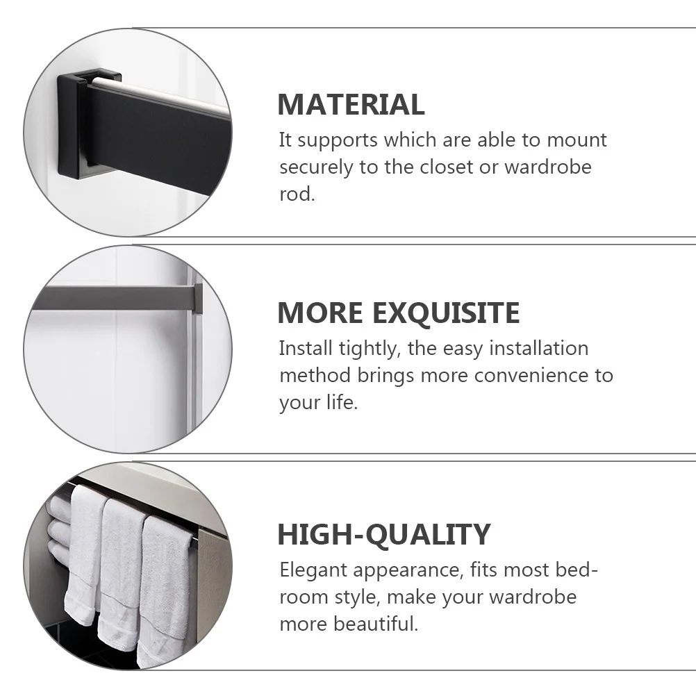 

10Pcs Wardrobe Closet Rod Seat Aluminum Alloy Clothes Rod Holder Thick Strong Rustproof Closet Pole Socket Easy Installation