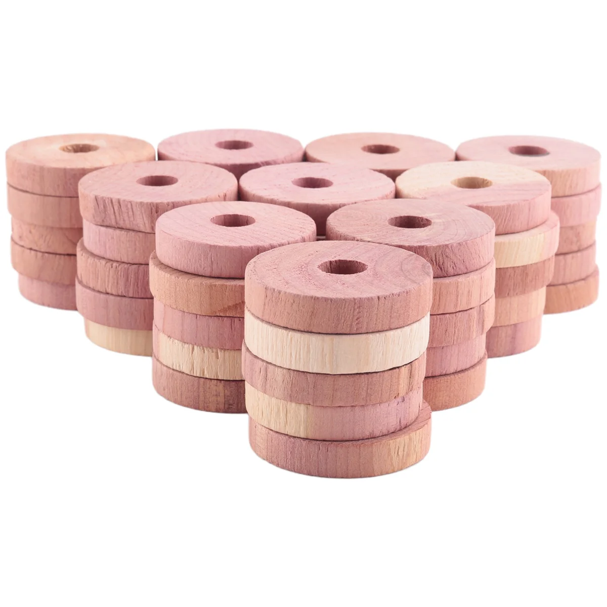 New 50 Pack Cedar Wood Rings Moth for Clothes,Aromatic Cedar Blocks,for Closets and Drawers, Clothes Storage Protector