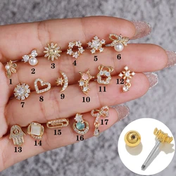 1piece Helix Ear Piercing Stud Earrings for Women Small Zircon Heart Moon Ear Tragus Cartilage Piercing Accessories Jewelry Gift