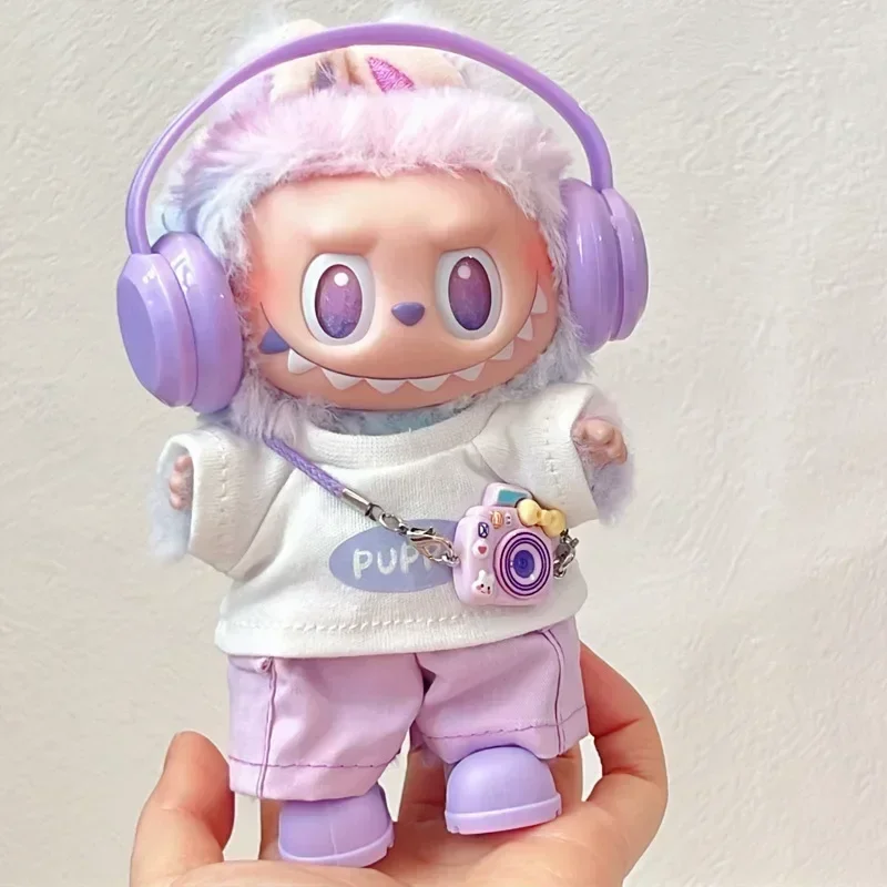 

Doll'S Clothes Outfit Accessories for 15-17cm Ropa Labubu and 10cm Cotton Doll Cute Earphones T-shirts Shorts Outfit Clothing