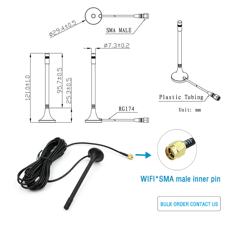 Antena magnetyczna 2,4 GHz, magnetyczne anteny Wi-Fi 3dBi o długości 3 metry — zdjęcie 4