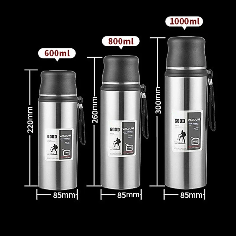 600/800/1000ml Hot Cold Thermos Tumbler Stainless Steel Coffee Cup Water Bottle Portable Travel Sports Kettle Vacuum Flasks