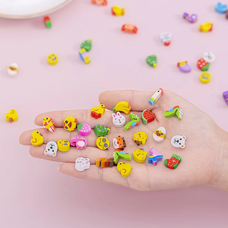 20/40/50/100/200pcs Mini Eraser Cute Cartoon Pattern Bulk Student Stationery Office Supplies School Activity Rewards Gifts TMZ image 5