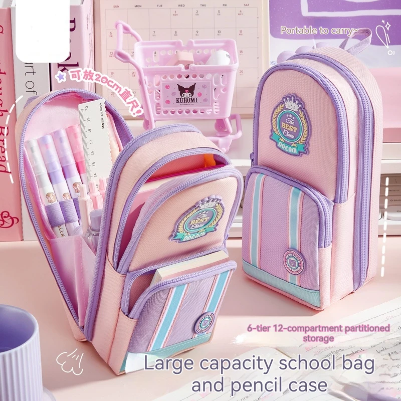 

Портативные пеналы в британском стиле 2025 года, коробки для ручек для учащихся начальной школы, новые холщовые детские канцелярские сумки большой емкости