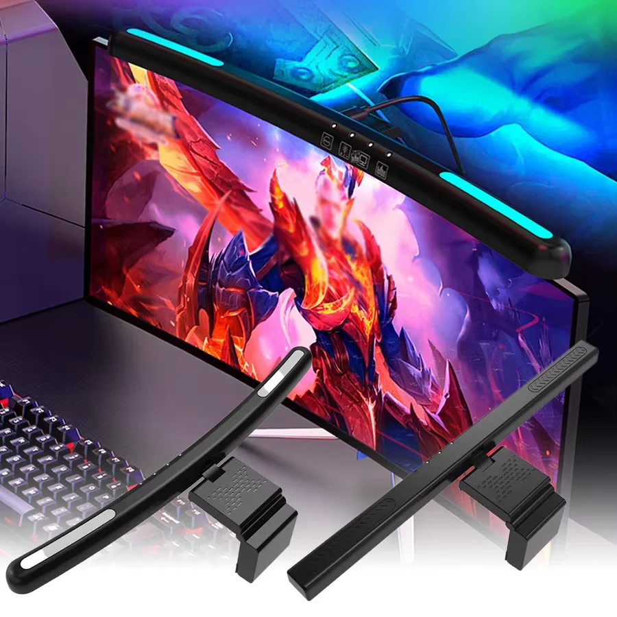 

40cm Curved Screen Monitor Desk Lamp Hanging Computer Light Flat Screen for Work Study Gaming Room Atmosphere Internet Bar