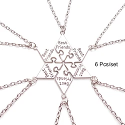 6 Pcs/Set Best Friend Pendant Necklace For Women Friendship Necklace Alloy Pendant Bff Friendship Jewelry Accessories Gift