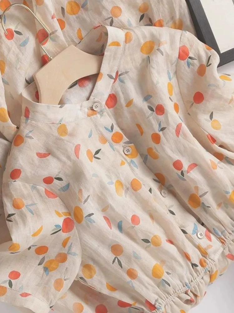 Letnia, kwiatowa spódnica midi z lnu i bawełny, wyszczuplająca, codzienna, dla drobnych sylwetek, słodka i swobodna.