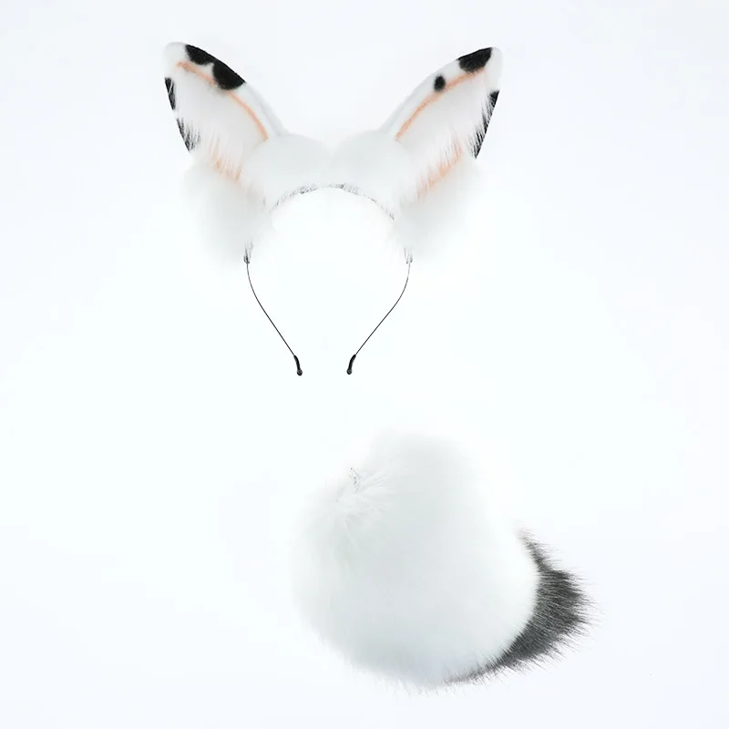 Cosplay Rabbit Ear Cute Tail Set Simulated Beast Ear Tail Anime Dressing up with Cute Rabbit Ear Hair Hoops