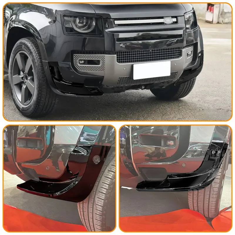 

Pair Bight black Rear Bumper Diffuser Spoiler Lip Chin Kit For Defender 90 110 2020 2022 2023 2024 Lower Splitter canards