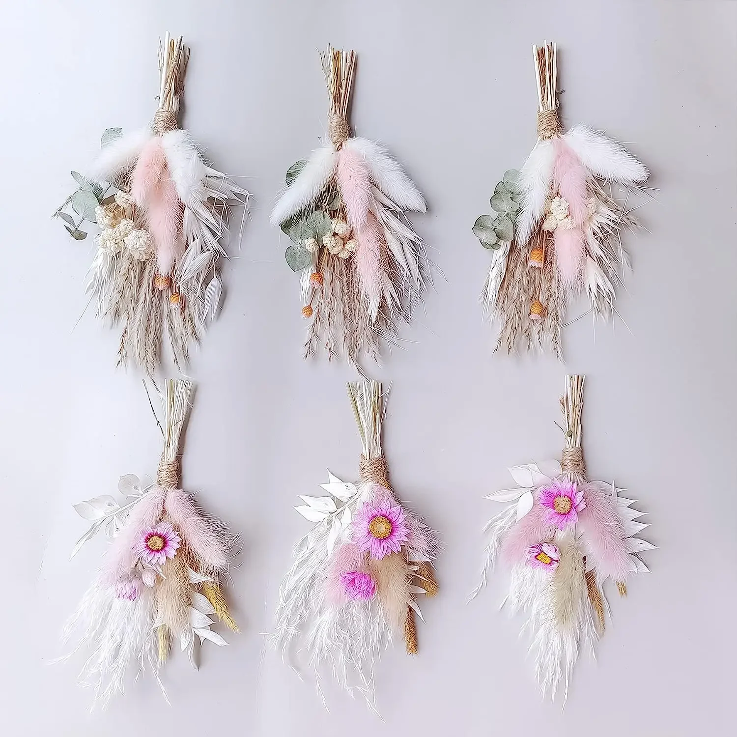 Wedding Decor Mini Dried Flower Bouquet Boho Boutonniere for MenTable Centerpieces Dry Pampas Grass Birthday Cake Flowerswedding