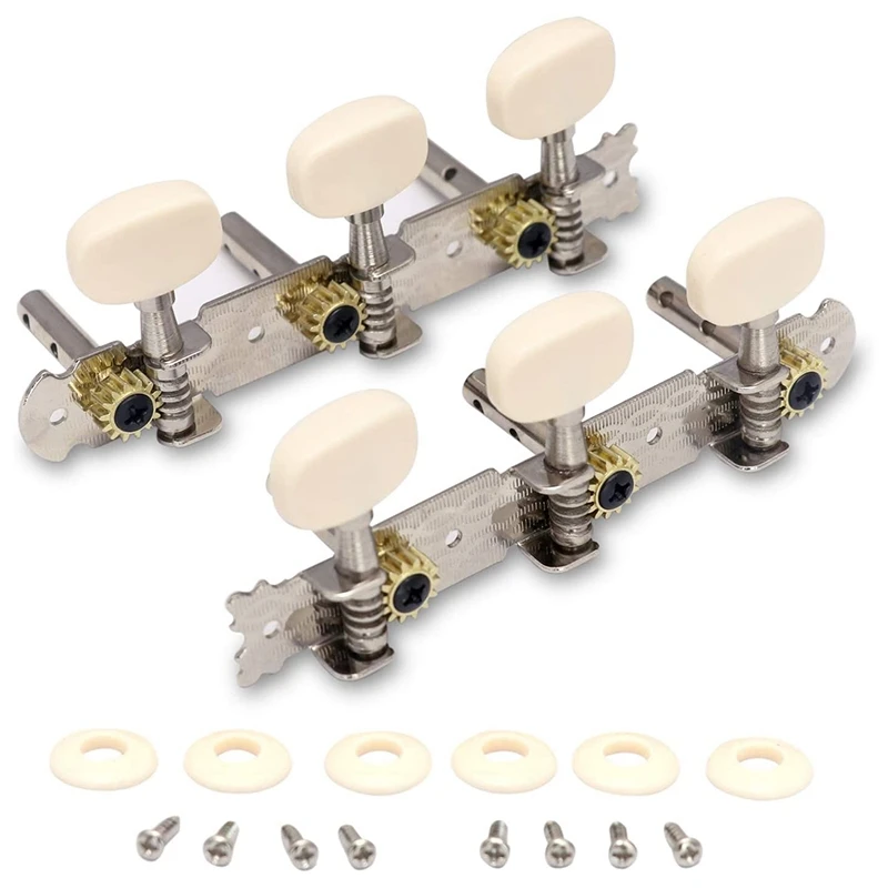 Vintage Guitar Tuning Pegs Gold Plated Machine Heads Tuning Keys Tuners Single Hole for Classical Guitar 3L