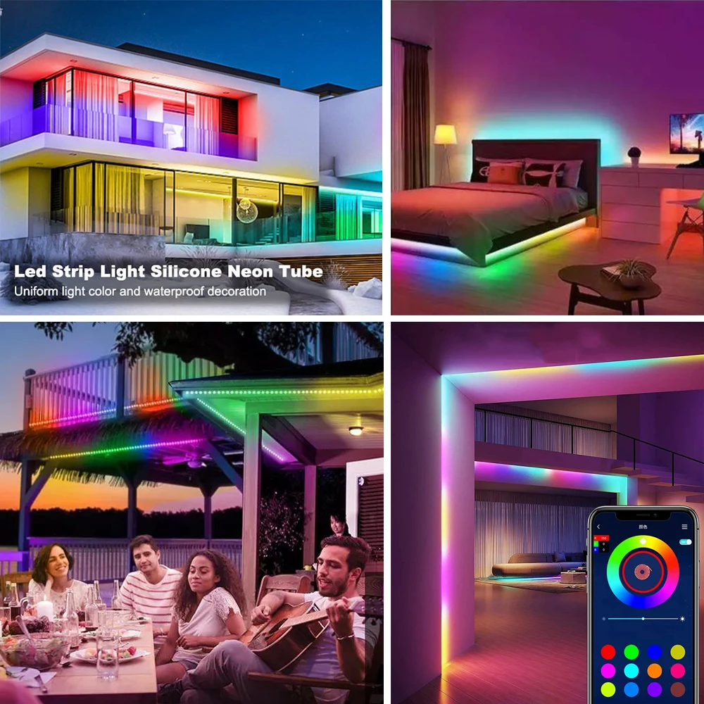 Bande lumineuse RGB Led adressable individuellement, 1-30M WS2812B, 5050 Pixels intelligents, effet de chasse, lumières, contrôle Bluetooth