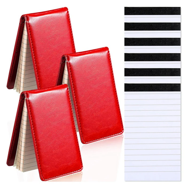 Top-Mini Pocket Notepad Set 3.5X5.5In A7 Portable Business Notepad With 50 Inner Pages And 6 Notepad Replacement,Red