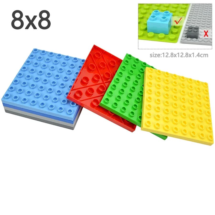 Duploes Big Size Double Sided 8x8 Dots BasePlates Assembly Plate Square Bricks Floors Classic Toys Duploe Large Particle