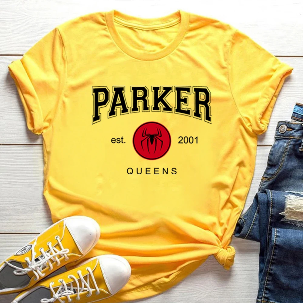 Women Peter Parker T-shirt Parker Est 2001 Tom Holland Shirt Superhero Movie Inspired Tees Unisex Vintage Graphic Tee Casual Top