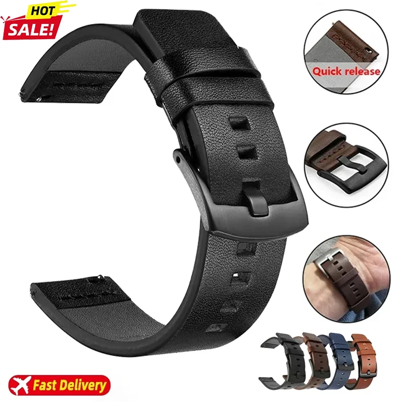20mm 22mm Lederarmband für Samsung Galaxy Watch 7 6 5 4 6 Classic Armband für Huawei Watch GT5 3 4 Pro Band 18mm 24mm Uhrenarmband