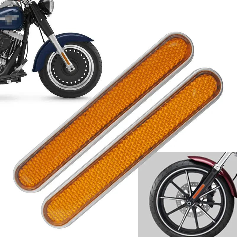 

2PCS Motorcycle Front Fork Reflector Side Lower Safety Warning Sticker For Harley Sportster XL 883 1200 Softail Dyna Fat Boy
